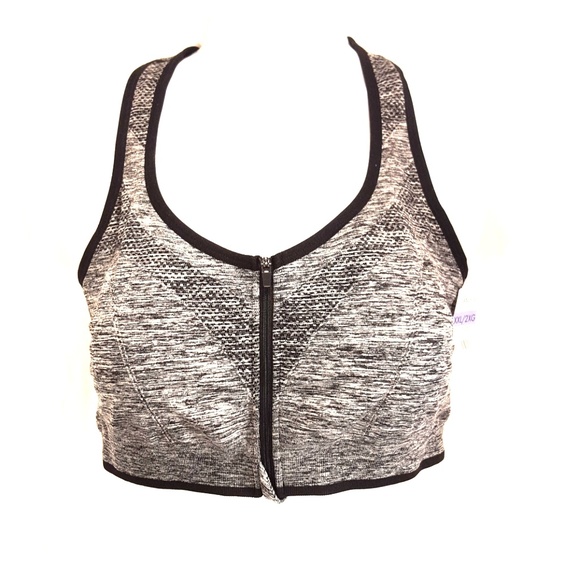 danskin sports bra zip front